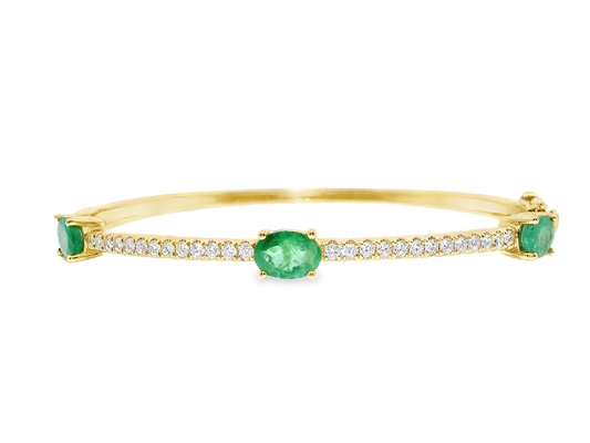 0.66Ct Diamond 2.00Ct Emerald Cut Bangle 14k Yellow Gold