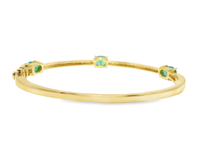 0.66Ct Diamond 2.00Ct Emerald Cut Bangle 14k Yellow Gold