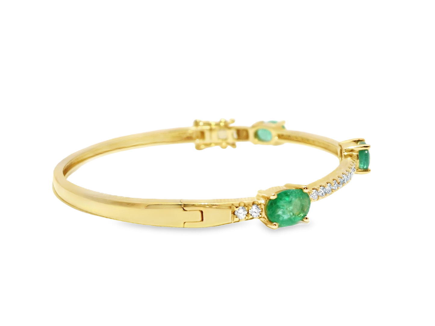 0.66Ct Diamond 2.00Ct Emerald Cut Bangle 14k Yellow Gold