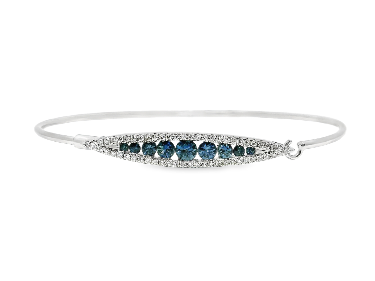 0.27CT Diamond 0.73Ct Blue Sapphire Diamond Bangle 14k White Gold