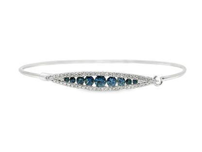 0.27CT Diamond 0.73Ct Blue Sapphire Diamond Bangle 14k White Gold