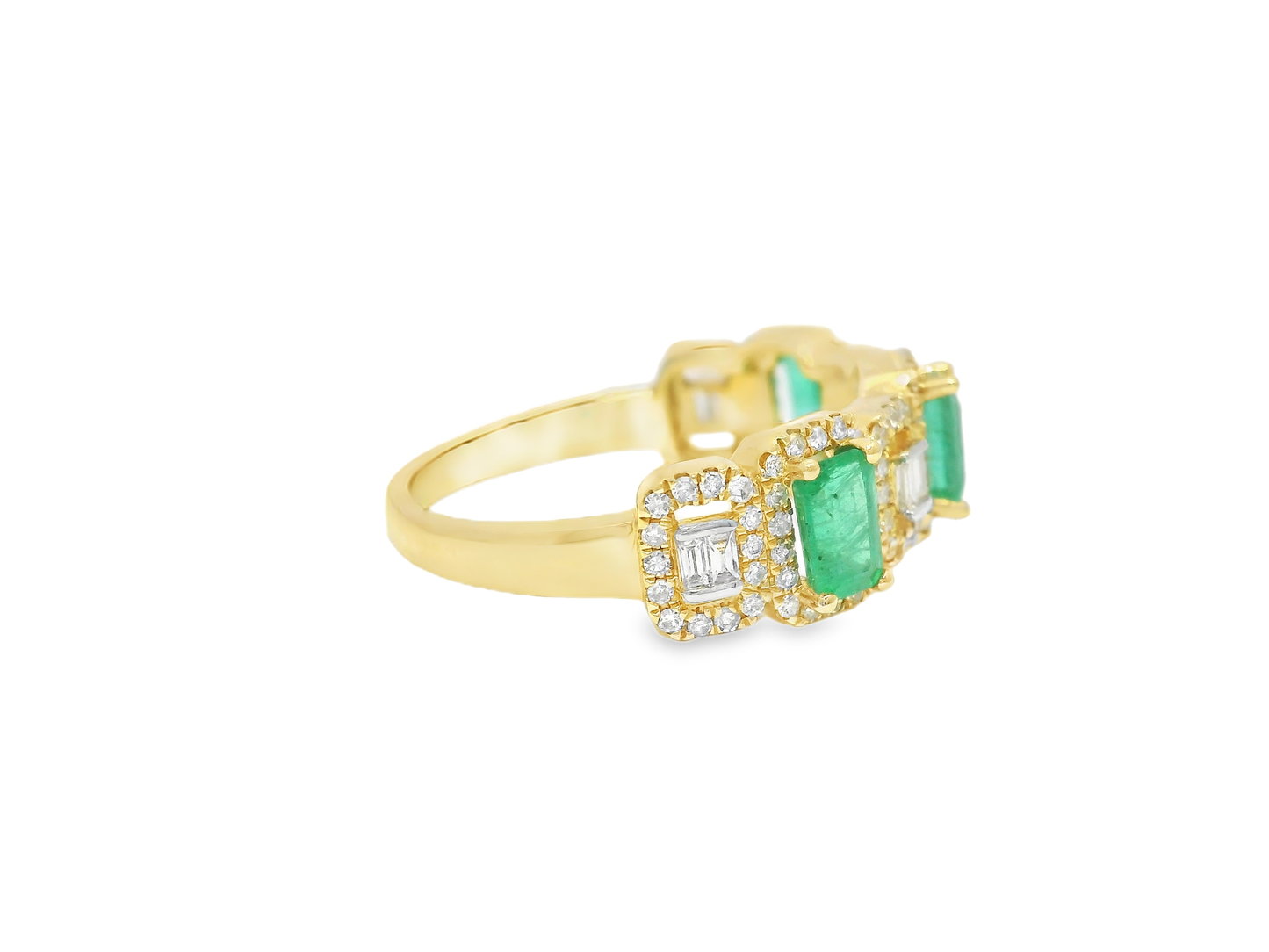 0.42CT Diamond 0.81CT Emerald Cut Ring 14k Yellow Gold