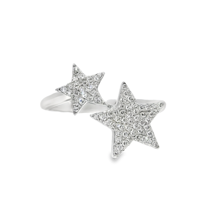 0.22ct Diamond Star Ring 14k White Gold