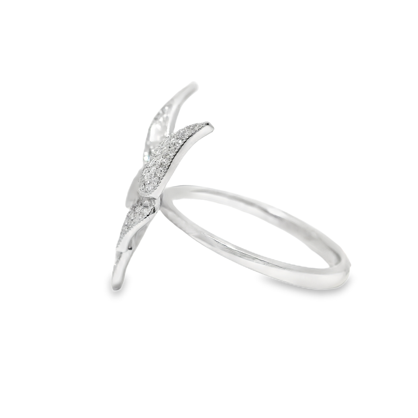0.54CT Diamond Butterfly Ring 14k White Gold