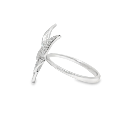 0.54CT Diamond Butterfly Ring 14k White Gold