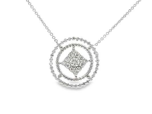 1.09CT Diamond Pendant 14k White Gold