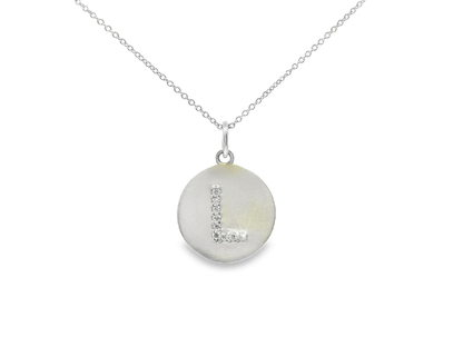 0.06CT Diamond L Letter Pendant 14k White Gold