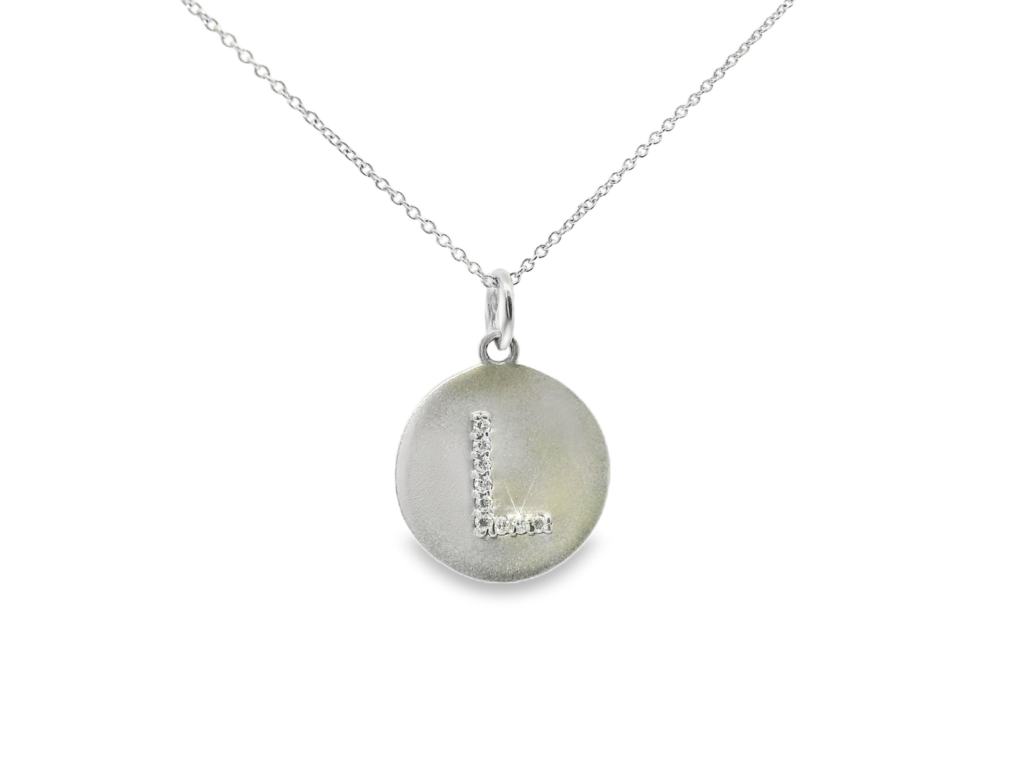0.06CT Diamond L Letter Pendant 14k White Gold