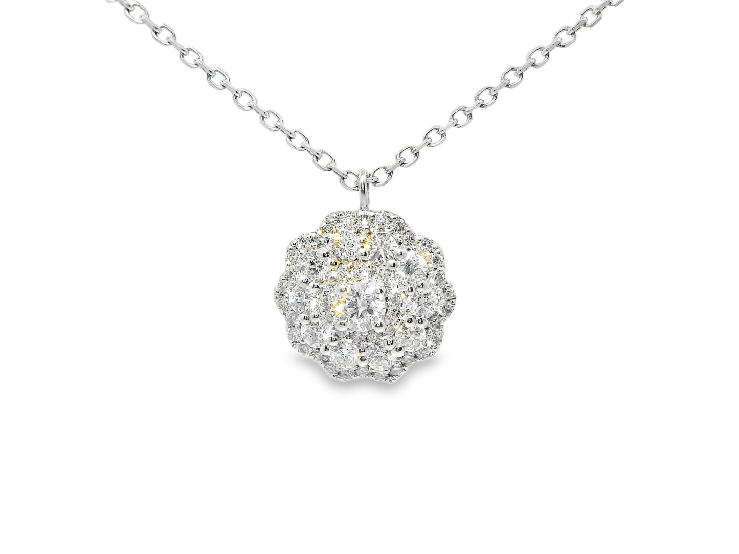 0.82CT Diamond Pendant 14k White Gold