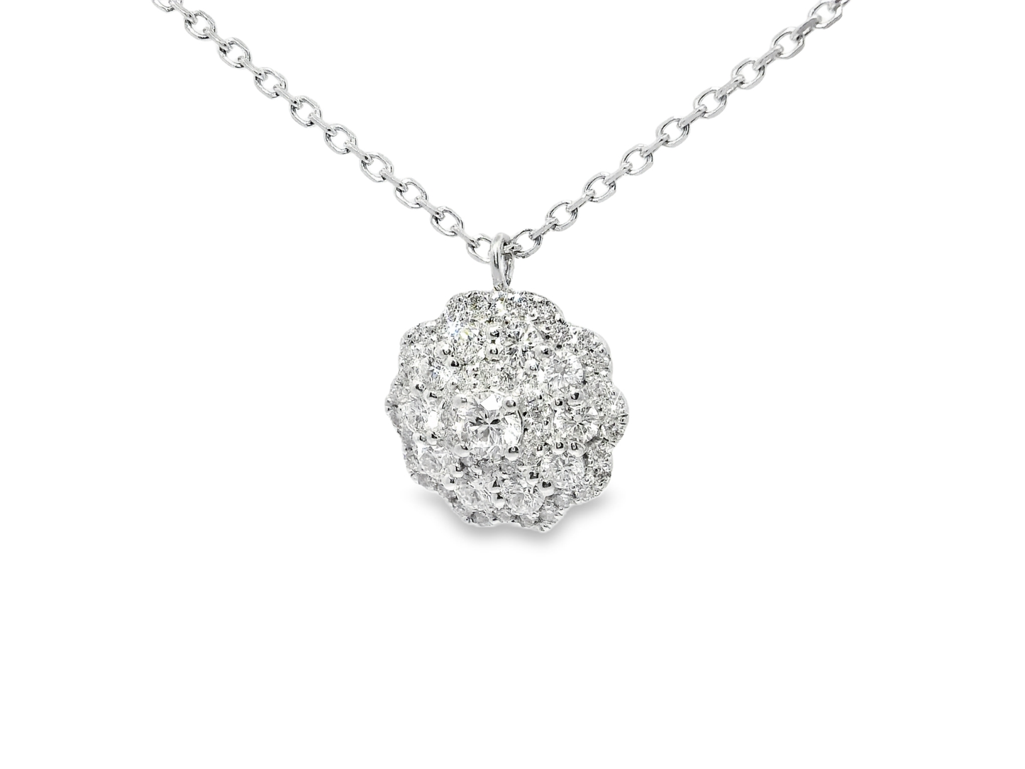 0.82CT Diamond Pendant 14k White Gold