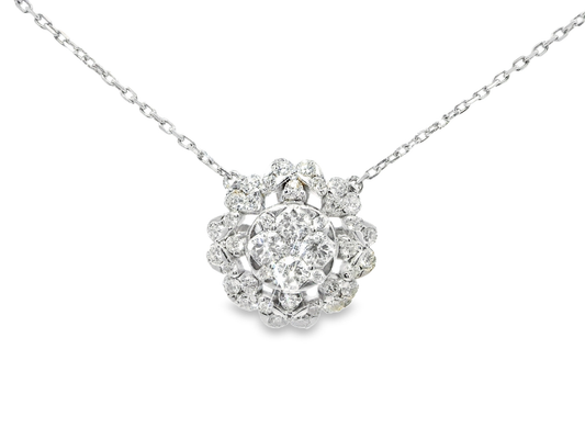 1.35CT Diamond Pendant 14k White Gold