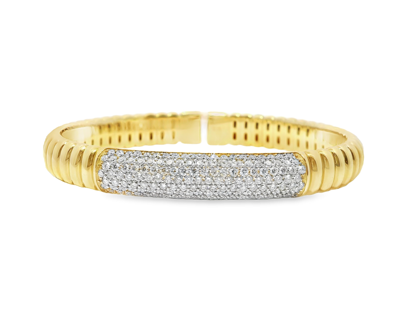 1.66CT Diamond Bangle 14k Yellow Gold