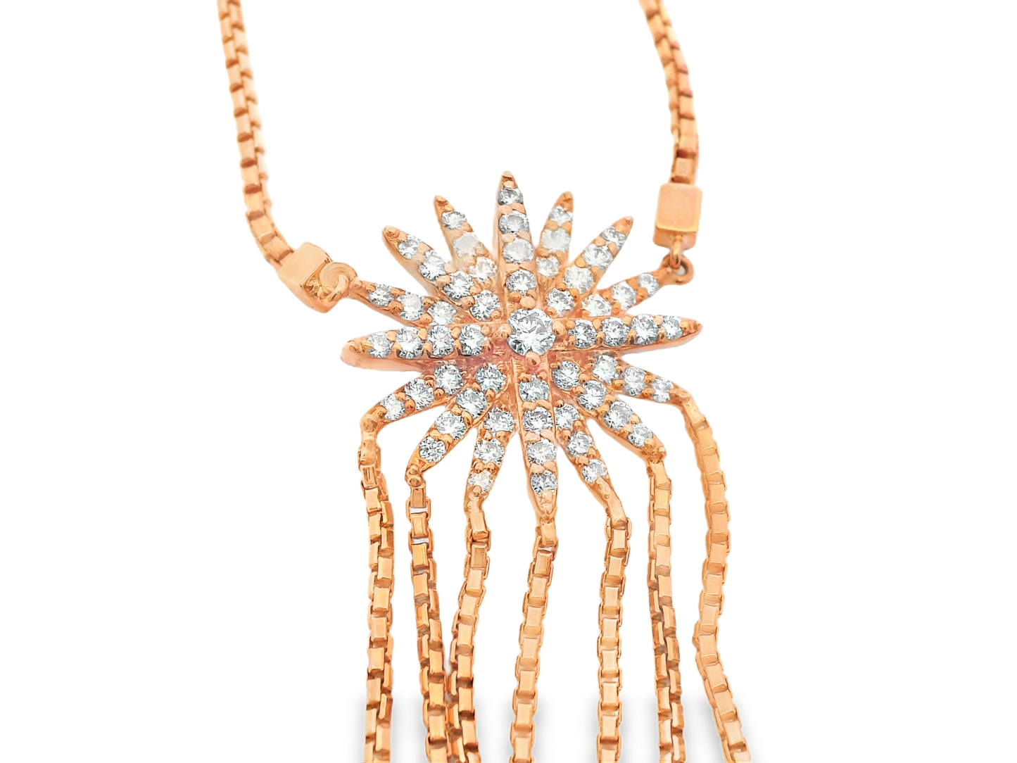 0.53CT Diamond Lariat Pendant 14k Rose Gold