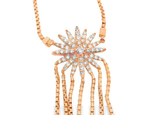 0.53CT Diamond Lariat Pendant 14k Rose Gold