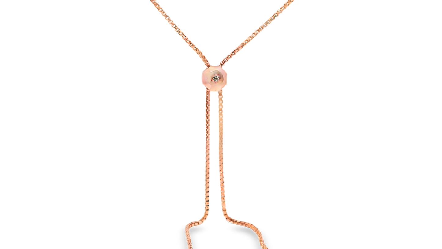 0.53CT Diamond Lariat Pendant 14k Rose Gold