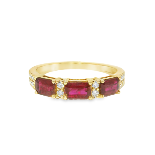 0.17Ct Diamond 0.89CT Ruby Ring 14k Yellow Gold