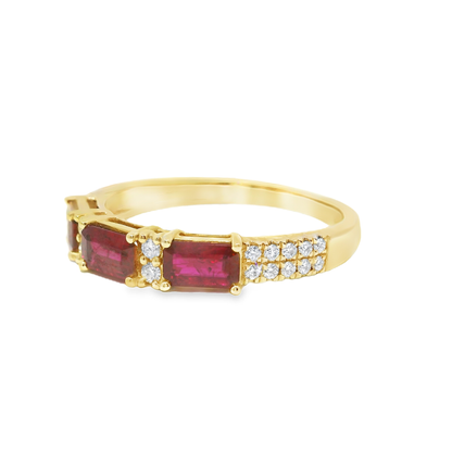0.17Ct Diamond 0.89CT Ruby Ring 14k Yellow Gold