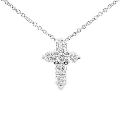 1.20CT Diamond Cross Pendant 14k White Gold
