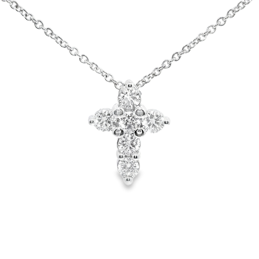 1.20CT Diamond Cross Pendant 14k White Gold