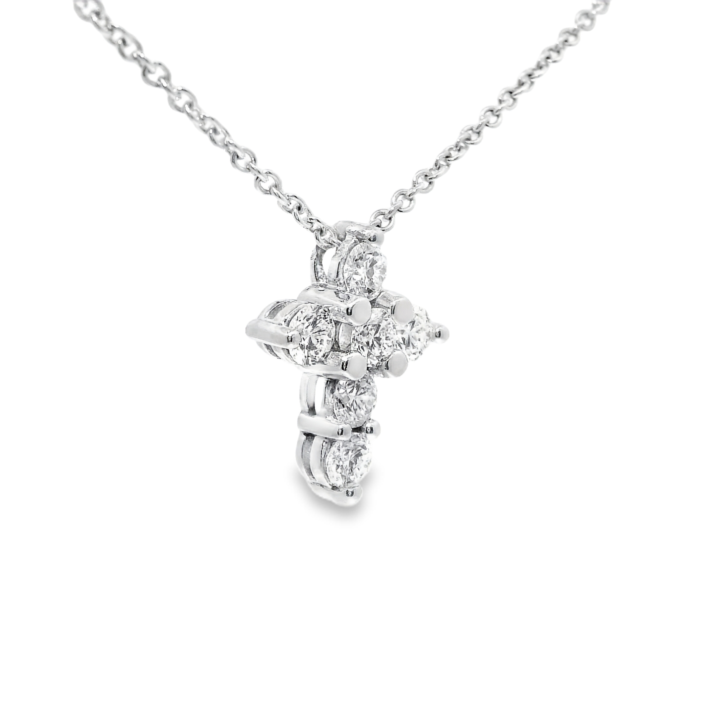 1.20CT Diamond Cross Pendant 14k White Gold