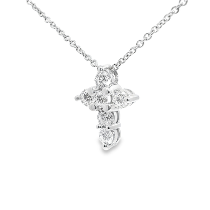 1.20CT Diamond Cross Pendant 14k White Gold