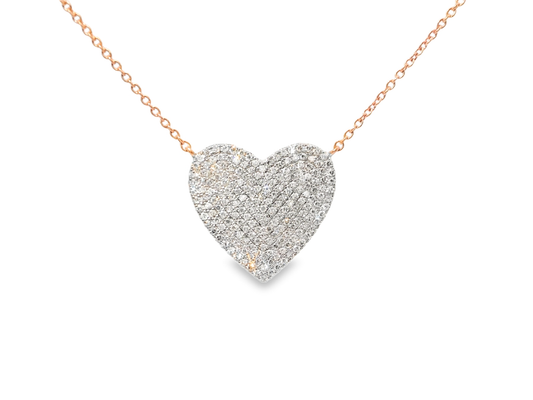 0.66CT Heart Diamond Pendant 14k Rose Gold
