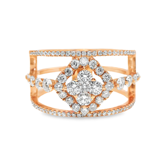 0.98CT Diamond Ring 18k Rose Gold