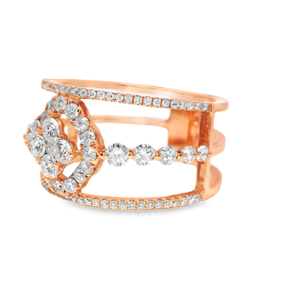 0.98CT Diamond Ring 18k Rose Gold