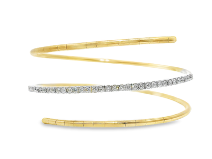 0.79CT Diamond Bangle 14k Yellow Gold