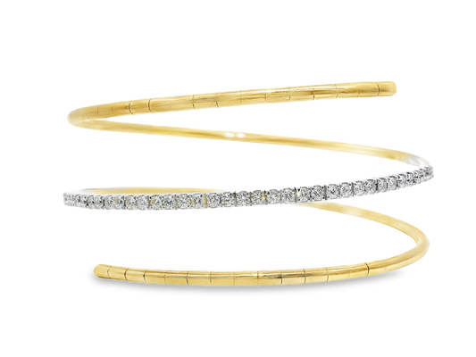 0.79CT Diamond Bangle 14k Yellow Gold