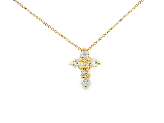 0.46CT Diamond Cross Pendant 14k Rose Gold