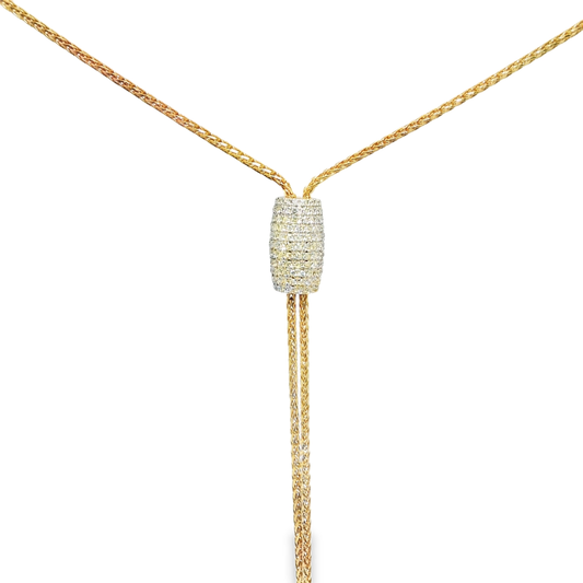 0.68CT Diamond Lariat Pendant 14k Rose Gold
