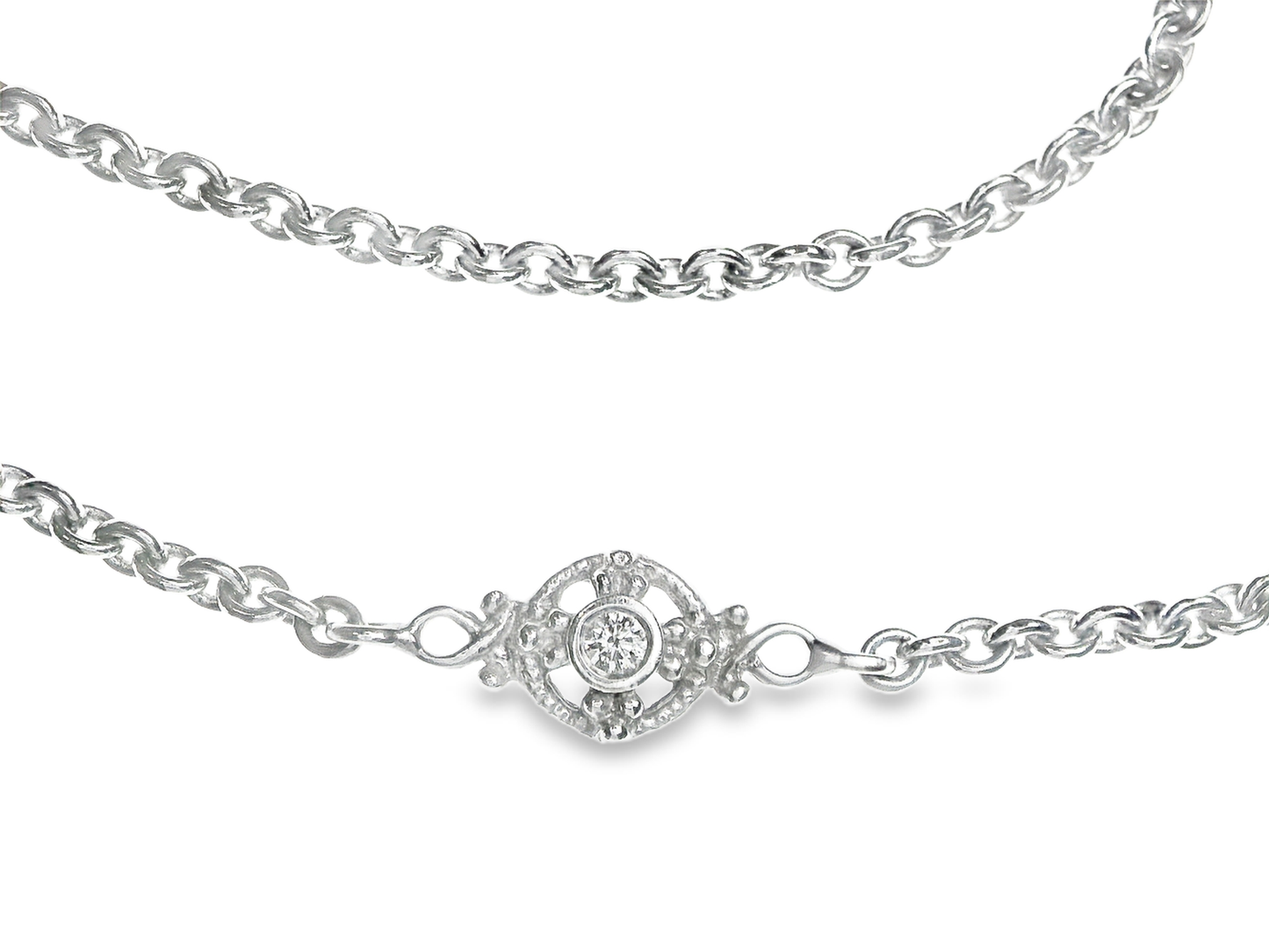0.69CT Diamond Necklace 14k White Gold