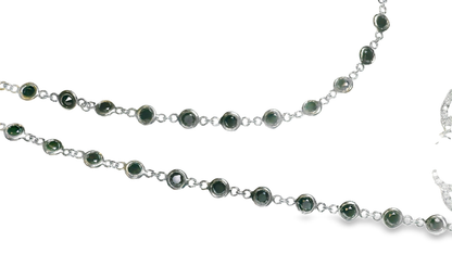 2.00CT Diamond 10.33CT Black Diamond Necklace 14k White Gold