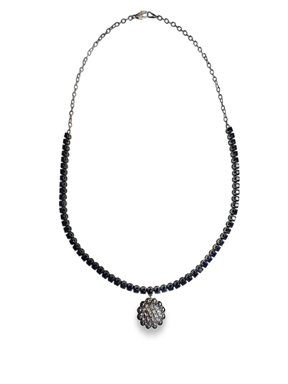 1.10CT Diamond 4.51CT Black Diamond Necklace 14k White Gold