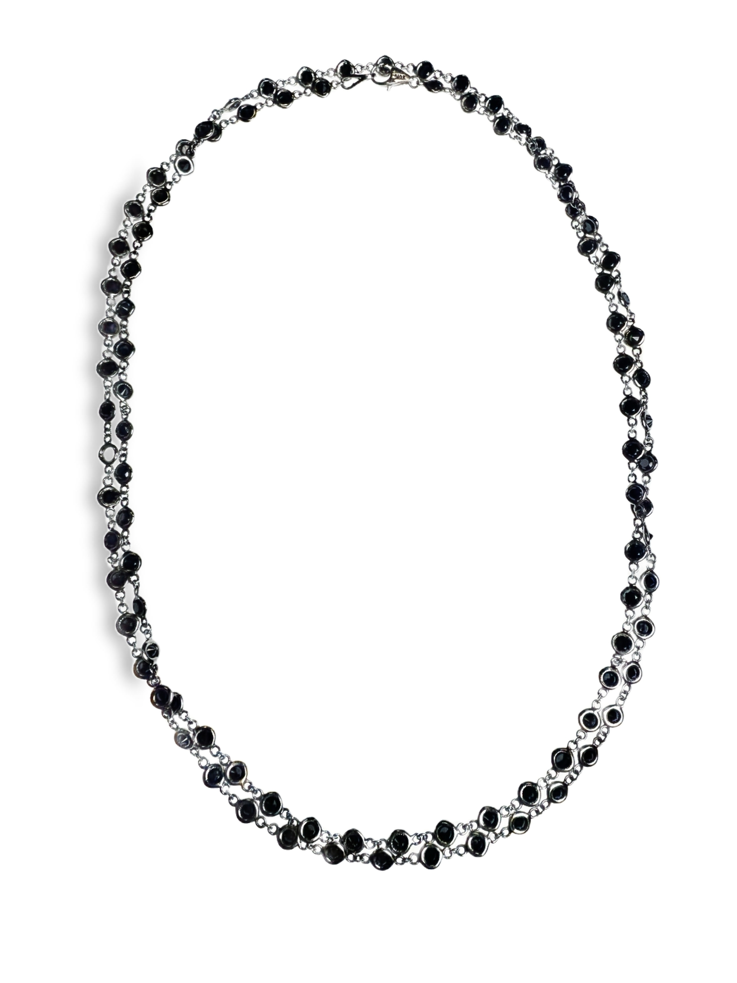 7.66CT Black Diamond Necklace 14k White Gold