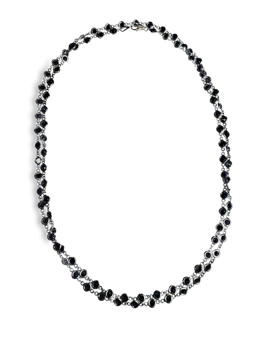 7.66CT Black Diamond Necklace 14k White Gold