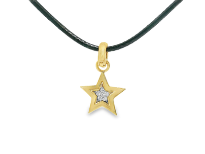 0.07CT Star Charm Pendnat 18k Yellow Gold