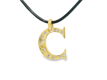 0.48CT Diamond C Letter Pendant 18k Yellow Gold