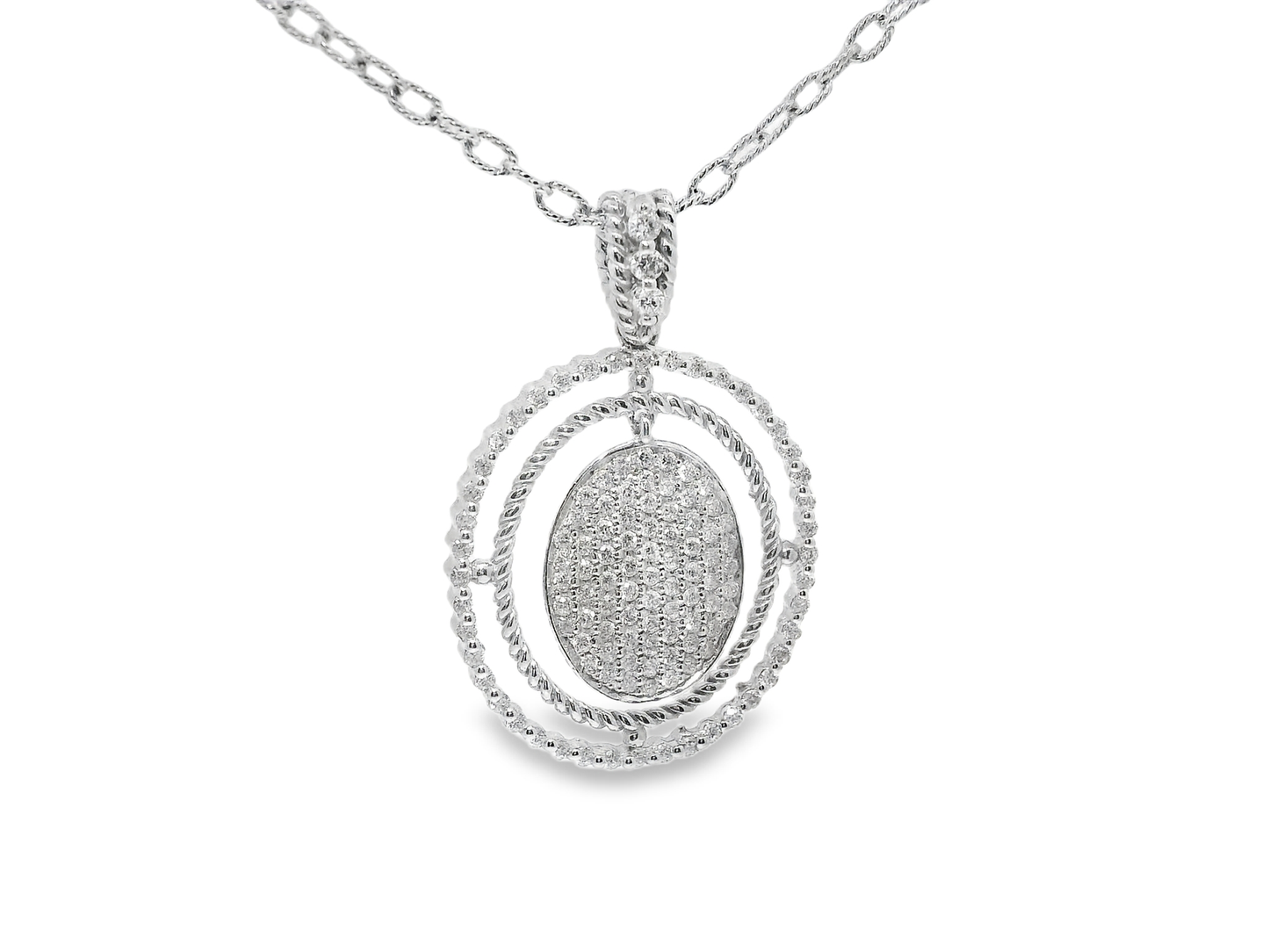 1.06CT Diamond Pendant 14k White Gold