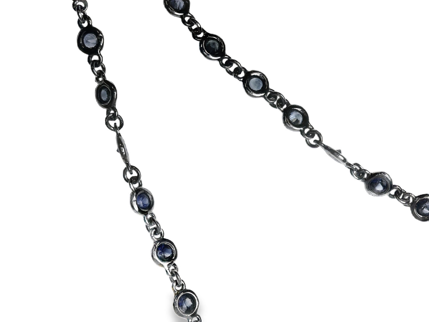 6.46CT Blue Sapphire Necklace 14k White Gold