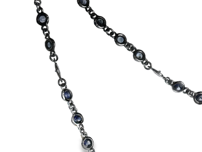 6.46CT Blue Sapphire Necklace 14k White Gold