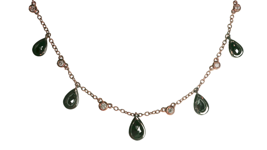 0.17CT diamond 1.08CT Black Diamond 18k Rose Gold Necklace