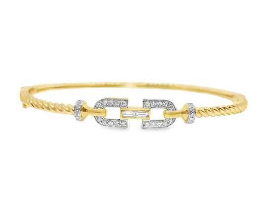 0.26Ct diamond Bangle 14k Yellow Gold