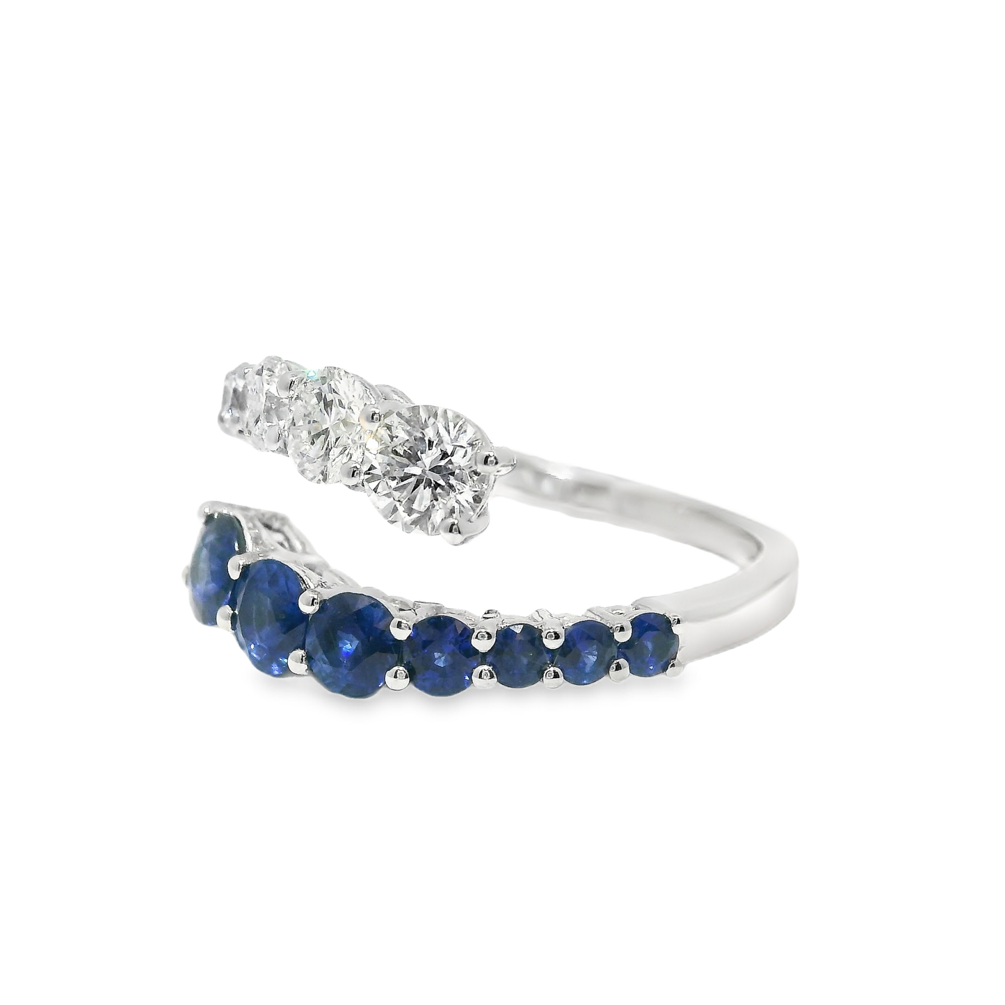 0.76T Diamond 0.93CT Blue Sapphire Ring 18k White Gold