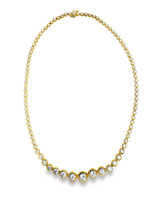 9.90CT Lab diamond Necklace 14k Yellow Gold