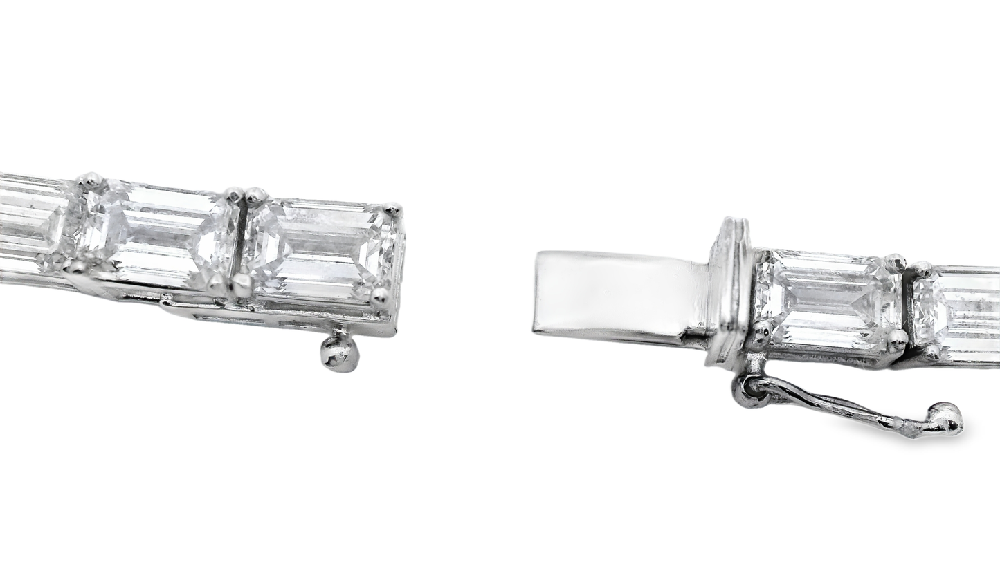 42.83 Ct Lab Diamond emerald Cut Necklace 14k White Gold