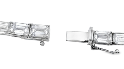 42.83 Ct Lab Diamond emerald Cut Necklace 14k White Gold