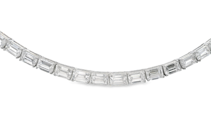 42.83 Ct Lab Diamond emerald Cut Necklace 14k White Gold
