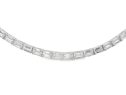 42.83 Ct Lab Diamond emerald Cut Necklace 14k White Gold